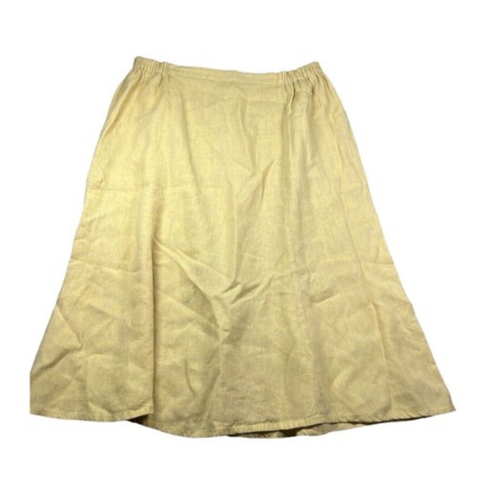 FLAX knee/mid length butter yellow linen skirt